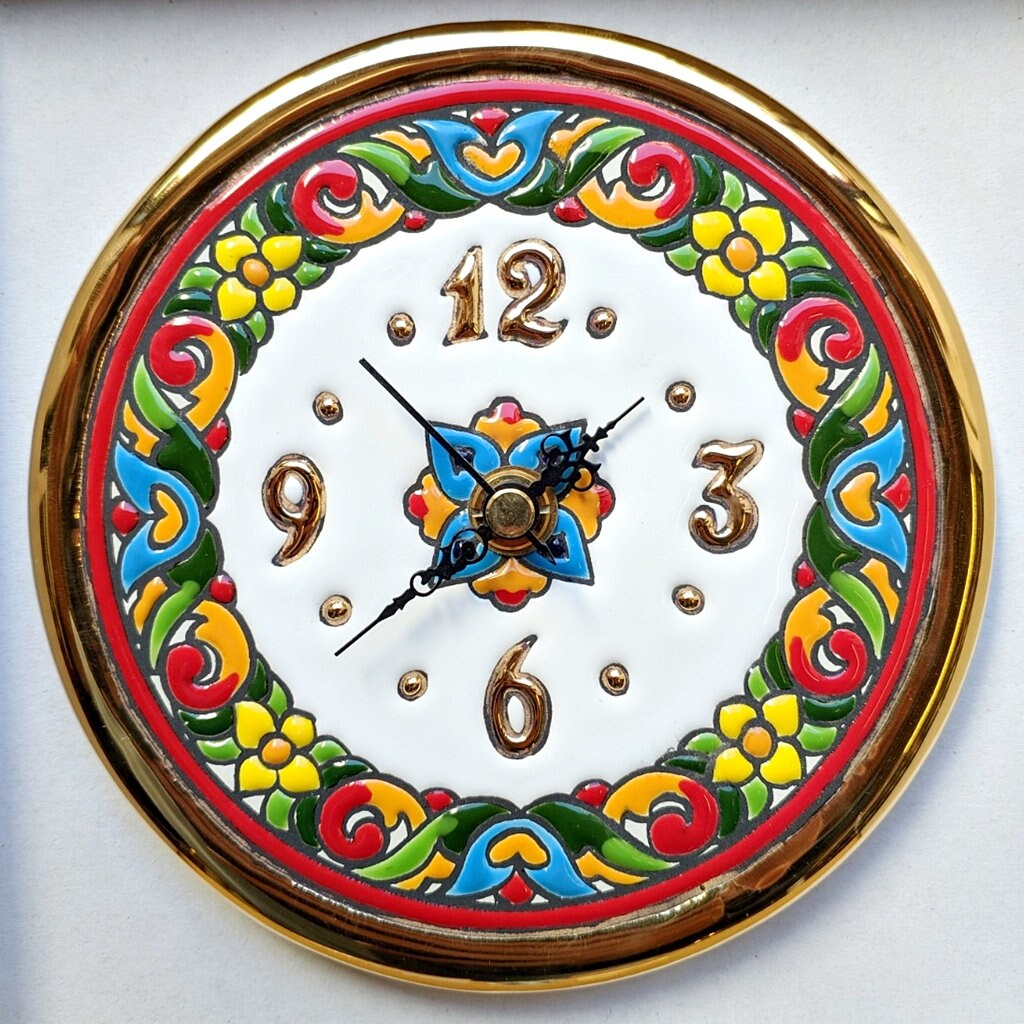 Spanish Ceramic Clock 15cm.6 Enameled by Hands Etsy Israel
