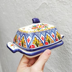 Butter dish - 19cm.(7.5") - Hand painted - Spain - Butter dish in ceramic - Ceramic butter holder - Made in Spain -