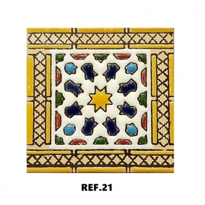 Andalusische Keramikfliesen 7,5 cm 3 Zoll, spanische Fliesen für Heimwerker, dekorative Fliesen, Mosaikfliesen, Keramikfliesen, Untersetzer, spanische Fliesen REF.21
