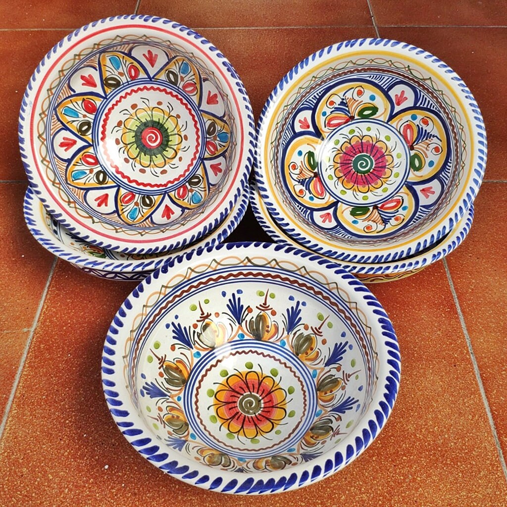 Set of 3 Handpainted Ceramic Bowls 18cm.7 Etsy UK