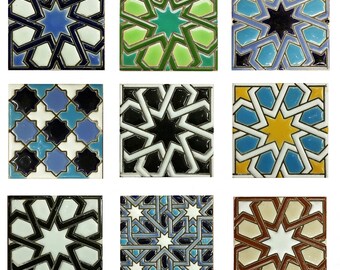 Carreaux de céramique andalous - 7,5 cm (3"), carreaux espagnols pour bricolage, carreaux décoratifs, carreaux de mosaïque, carreaux de céramique, dessous de verre, carreaux d'Espagne