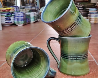 Stoneware Mug made and painted by hand - Various decorations - Stoneware - 10.5 cm. (4") - Córdoba (Spain) - Andalusian Ceramic coffee Mug