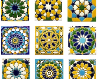 Andalusian ceramic tiles - 7.5cm (3"), Spanish tiles for DIY, Decorative tiles, mosaic tiles, ceramic tiles, coasters, Spain tiles