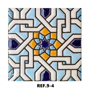 Andalusische Keramikfliesen 7,5 cm 3 Zoll, spanische Fliesen für Heimwerker, dekorative Fliesen, Mosaikfliesen, Keramikfliesen, Untersetzer, spanische Fliesen REF.9-4