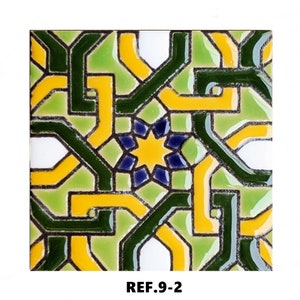 Andalusische Keramikfliesen 7,5 cm 3 Zoll, spanische Fliesen für Heimwerker, dekorative Fliesen, Mosaikfliesen, Keramikfliesen, Untersetzer, spanische Fliesen REF.9-2
