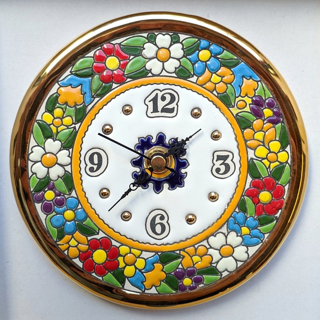 Spanish Ceramic Clock 15cm.6 Enameled by Hands Etsy Singapore