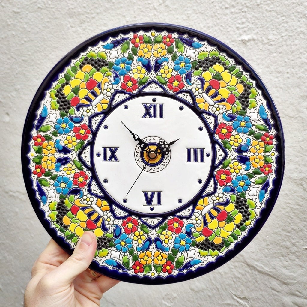 Spanish Ceramic Clock 29 Cm. 11.4 Enameled by - Etsy