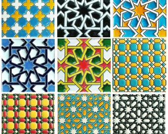 Azulejos de cerámica andaluza - 11cm (4.3") , Spanish tiles for DIY, Decorative tiles, mosaic tiles, ceramic coasters, Spain wall tiles -