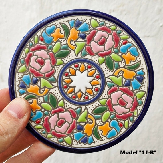 Glazed Ceramic Coaster, Faience earthenware, Iberica