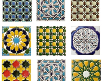 Carreaux de céramique andalous - 7,5 cm (3"), carreaux espagnols pour bricolage, carreaux décoratifs, carreaux de mosaïque, carreaux de céramique, dessous de verre, carreaux d'Espagne