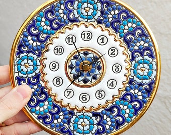 Spanish ceramic clock - 17cm.(6.7") - enameled by hands - dry cord - Seville - Andalusia - Andalusian wall ceramic clock - from Spain -