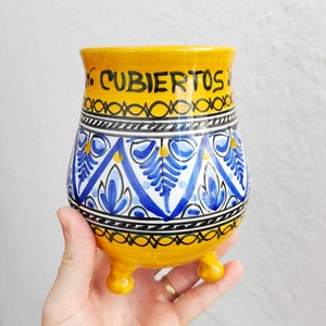 Kitchen utensil pot 20cm.8 Hand painted Spain Utensil holders/canister Utensil pot Porte-ustensiles Spain image 4