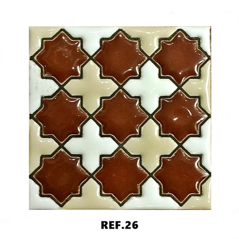 Andalusische Keramikfliesen 7,5 cm 3 Zoll, spanische Fliesen für Heimwerker, dekorative Fliesen, Mosaikfliesen, Keramikfliesen, Untersetzer, spanische Fliesen REF.26