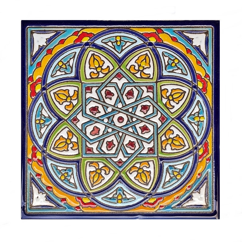 Azulejos de 15cm 6 cerámica andaluza Spanish tiles for DIY, Decorative tiles, mosaic tiles, ceramic tiles, coaster, Spain tiles zdjęcie 4