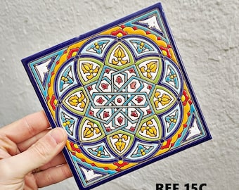 Azulejos 15cm (6") Céramique andalouse - Carreaux espagnols pour bricolage, carreaux décoratifs, carreaux de mosaïque, carreaux de céramique, sous-verre, carreaux d'Espagne
