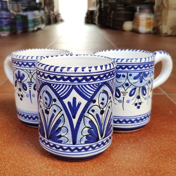 Taza grande, Mug de cerámica pintada a mano - Estilo "Toledo" - 1 pieza - 12 cm. (4.7") - Cerámica de España - Big ceramic coffee Mug - Hand