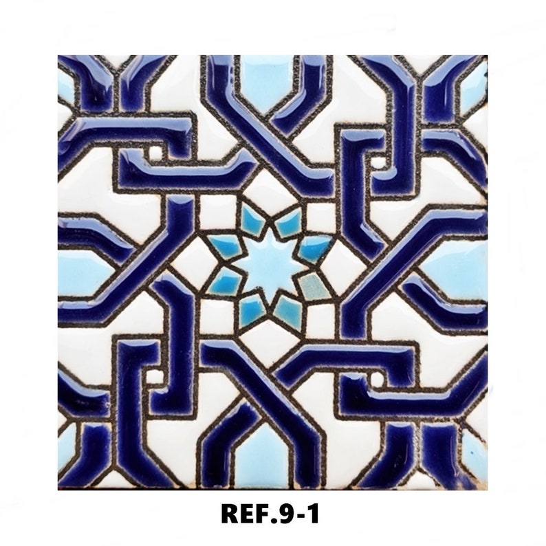 Andalusische Keramikfliesen 7,5 cm 3 Zoll, spanische Fliesen für Heimwerker, dekorative Fliesen, Mosaikfliesen, Keramikfliesen, Untersetzer, spanische Fliesen REF.9-1