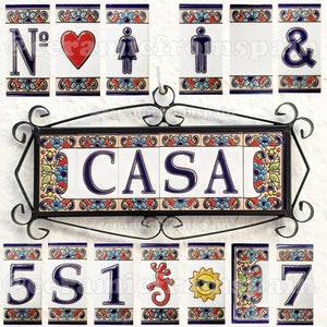 Ceramic letters and numbers 7.5cm. (3") for the wall - Enameled letters and numbers - "Ibiza" model - Ceramic tile letters and numbers -