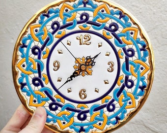 Spanish ceramic clock - 24cm. (9.45") - enameled by hands - dry cord - Seville - Andalusia - Andalusian wall ceramic clock - from Spain -