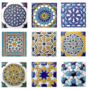 Azulejos de cerámica andaluza 7,5cm 3 , Spanish tiles for DIY, Decorative tiles, mosaic tiles, ceramic tiles, coaster, Spain tiles zdjęcie 1