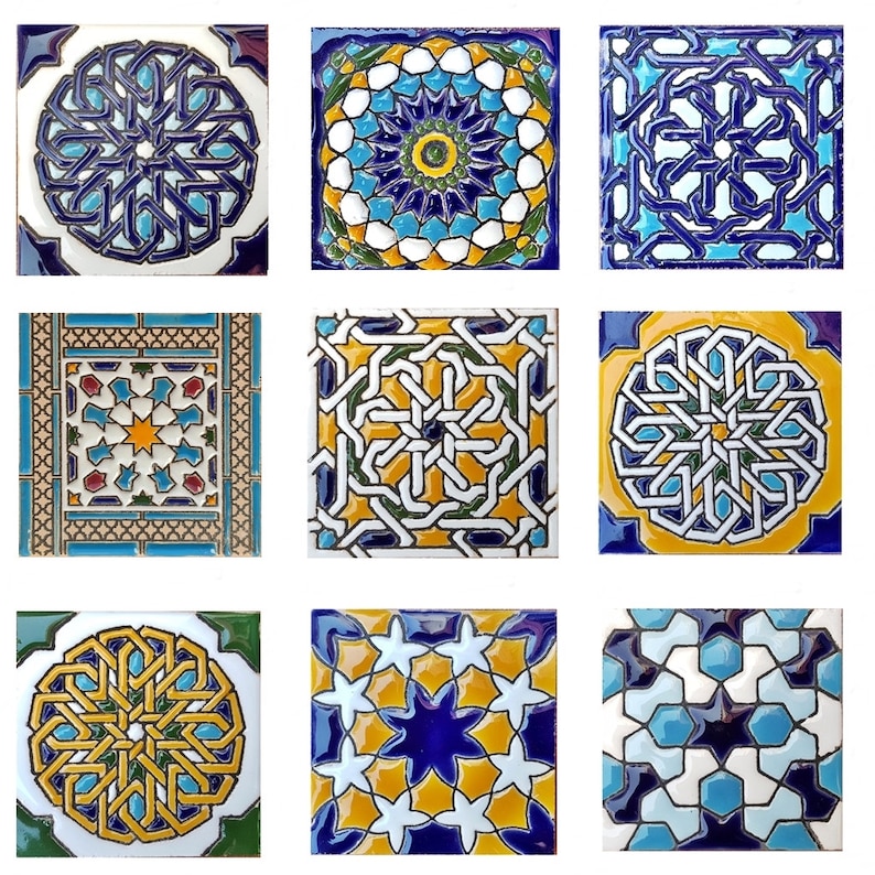 Andalusian ceramic tiles 7.5cm 3, Spanish tiles for DIY, Decorative tiles, mosaic tiles, ceramic tiles, coaster, Spain tiles image 1