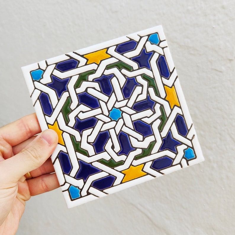 Azulejos de 15cm 6 cerámica andaluza Spanish tiles for DIY, Decorative tiles, mosaic tiles, ceramic tiles, coaster, Spain tiles zdjęcie 2