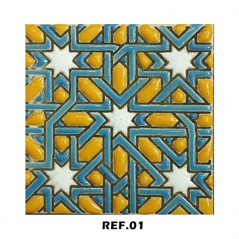 Azulejos de cerámica andaluza 7,5cm 3 , Spanish tiles for DIY, Decorative tiles, mosaic tiles, ceramic tiles, coaster, Spain tiles REF.01