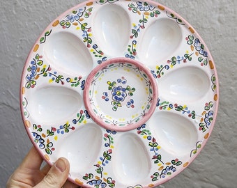 Ceramic egg plate - 24,5 cm. (10") - Toledo (Spain) - Ceramic eggs plate - Eggs tray - deviled eggs - Tableware decoration -