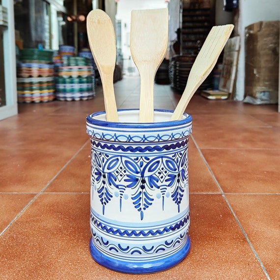 Bote para utensilios de cocina 17cm.7 Pintado a mano España Utensil  holders/canister Utensil pot Porte-ustensiles Spain -  México