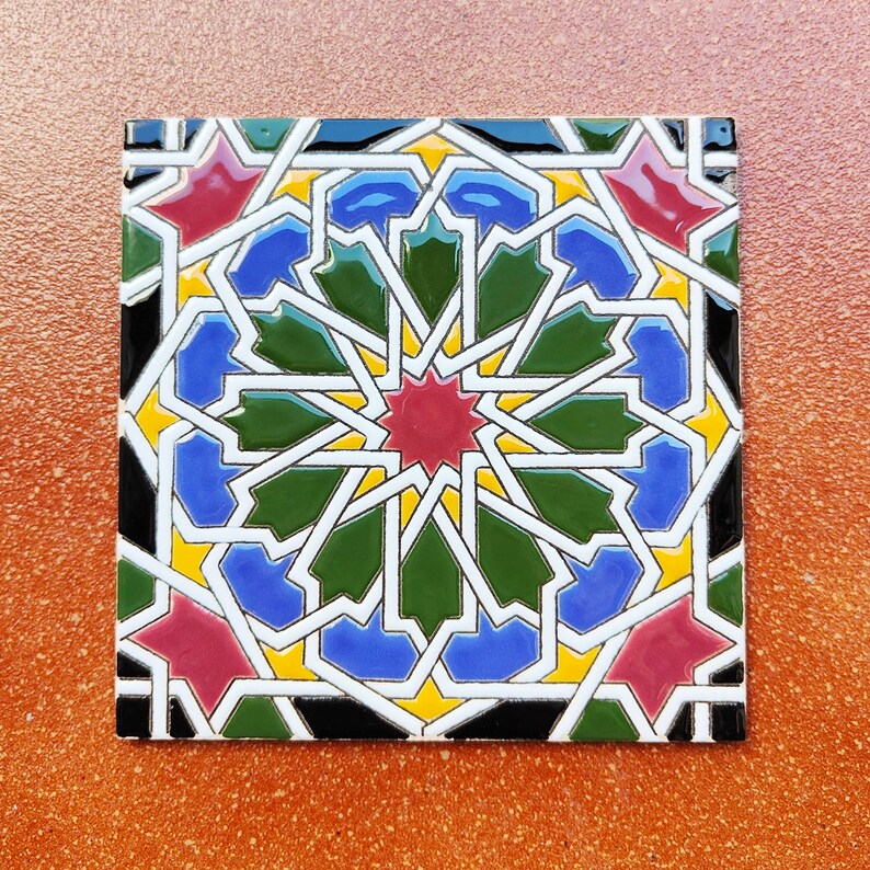 Azulejos de 15cm 6 cerámica andaluza Spanish tiles for DIY, Decorative tiles, mosaic tiles, ceramic tiles, coaster, Spain tiles zdjęcie 7