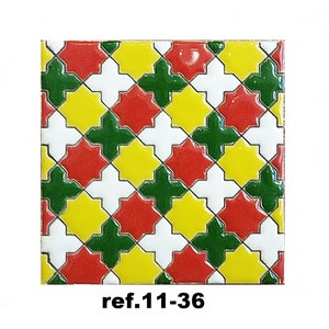 Azulejos de cerámica andaluza 11cm 4.3 , Spanish tiles for DIY, Decorative tiles, mosaic tiles, ceramic coasters, Spain wall tiles ref.11-36