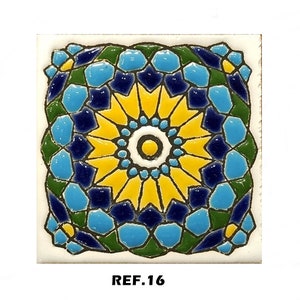 Carreaux de céramique andalous 7,5 cm 3, carreaux espagnols pour bricolage, carreaux décoratifs, carreaux de mosaïque, carreaux de céramique, dessous de verre, carreaux d'Espagne REF.16