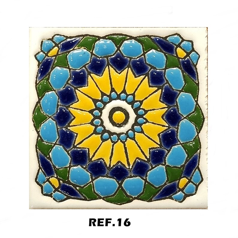 Carreaux de céramique andalous 7,5 cm 3, carreaux espagnols pour bricolage, carreaux décoratifs, carreaux de mosaïque, carreaux de céramique, dessous de verre, carreaux d'Espagne REF.16