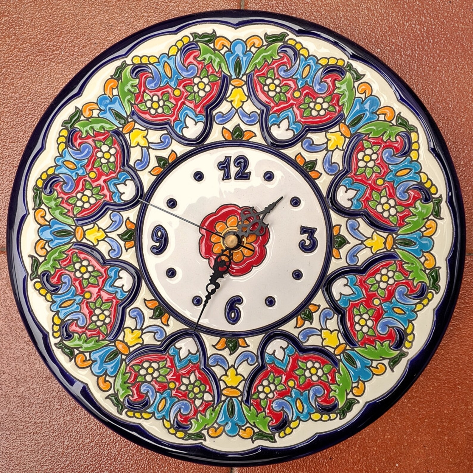 Spanish Ceramic Clock 24cm. 9.45 Enameled by Hands Etsy UK