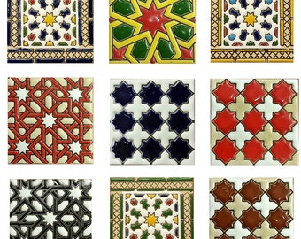 Carreaux de céramique andalous - 7,5 cm (3"), carreaux espagnols pour bricolage, carreaux décoratifs, carreaux de mosaïque, carreaux de céramique, dessous de verre, carreaux d'Espagne