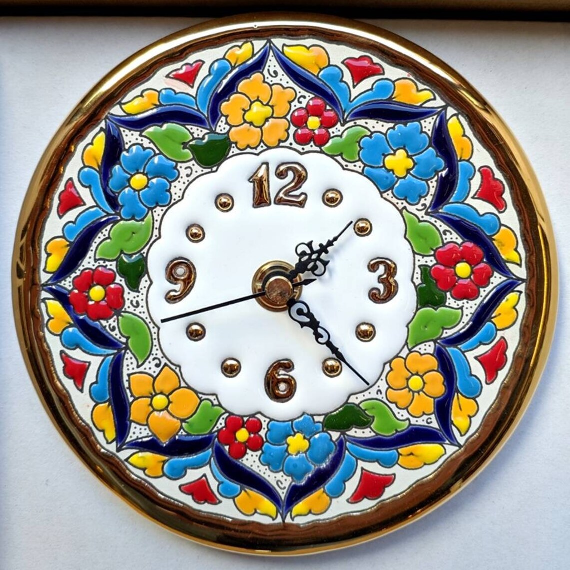 Spanish Ceramic Clock 15cm.6 Enameled by Hands Etsy