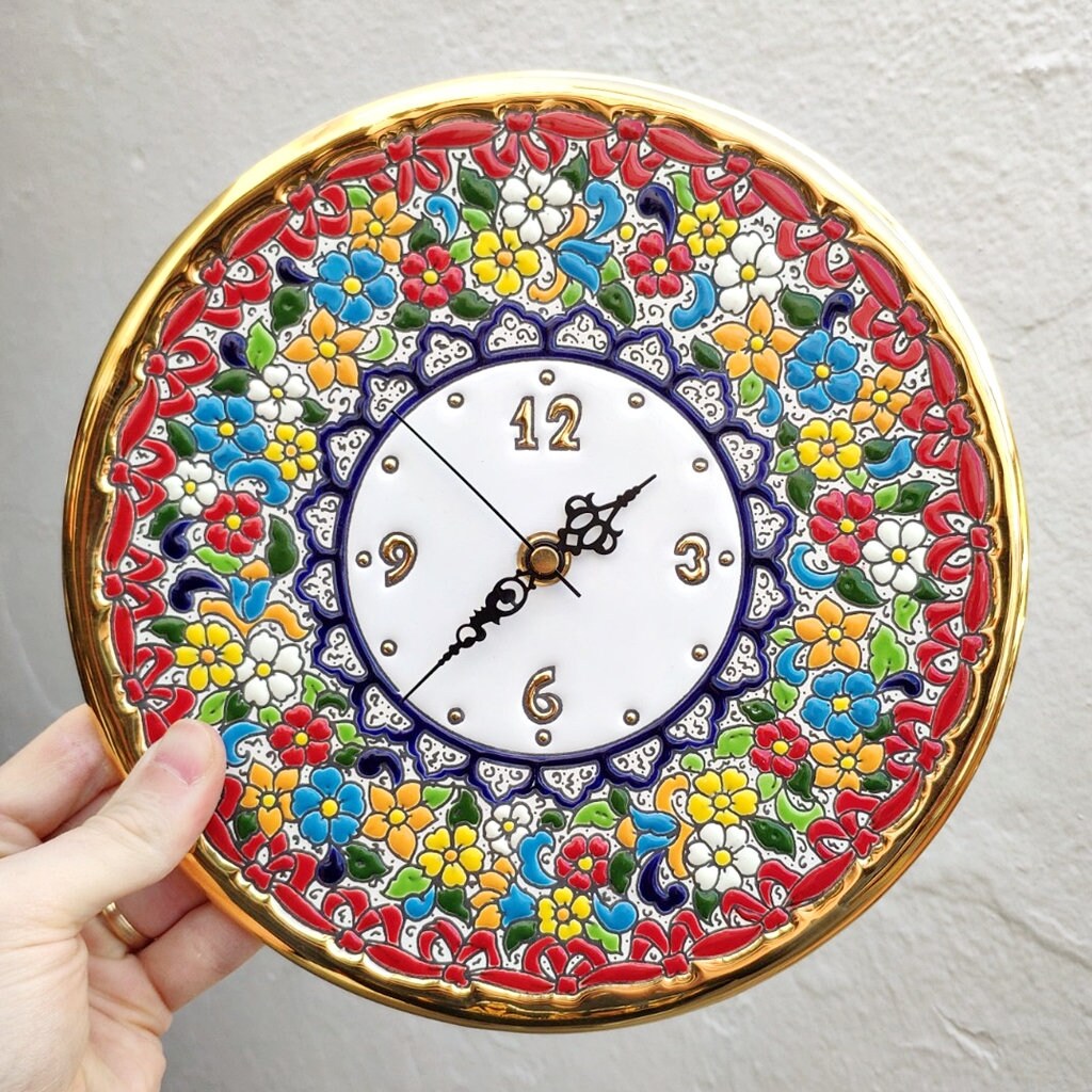 Spanish Ceramic Clock 24cm. 9.45 Enameled by Hands Etsy Sweden