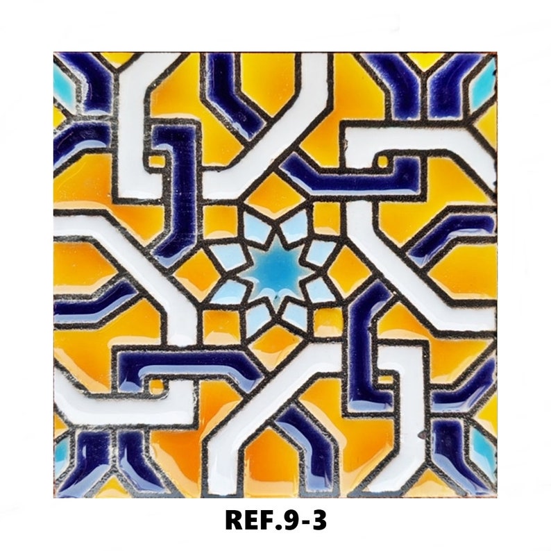 Andalusische Keramikfliesen 7,5 cm 3 Zoll, spanische Fliesen für Heimwerker, dekorative Fliesen, Mosaikfliesen, Keramikfliesen, Untersetzer, spanische Fliesen REF.9-3