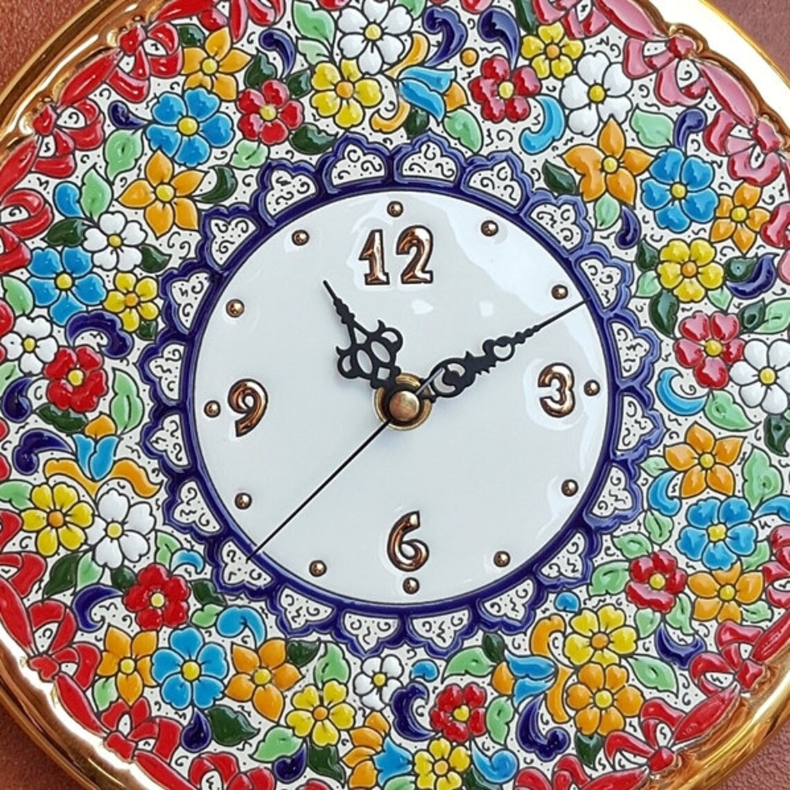 Spanish Ceramic Clock 24cm. 9.45 Enameled by Hands Etsy Sweden