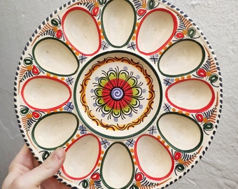 Ceramic egg plate - 29 cm. (11.4") - Toledo (Spain) - Ceramic eggs plate - Eggs tray - deviled eggs - Tableware decoration -