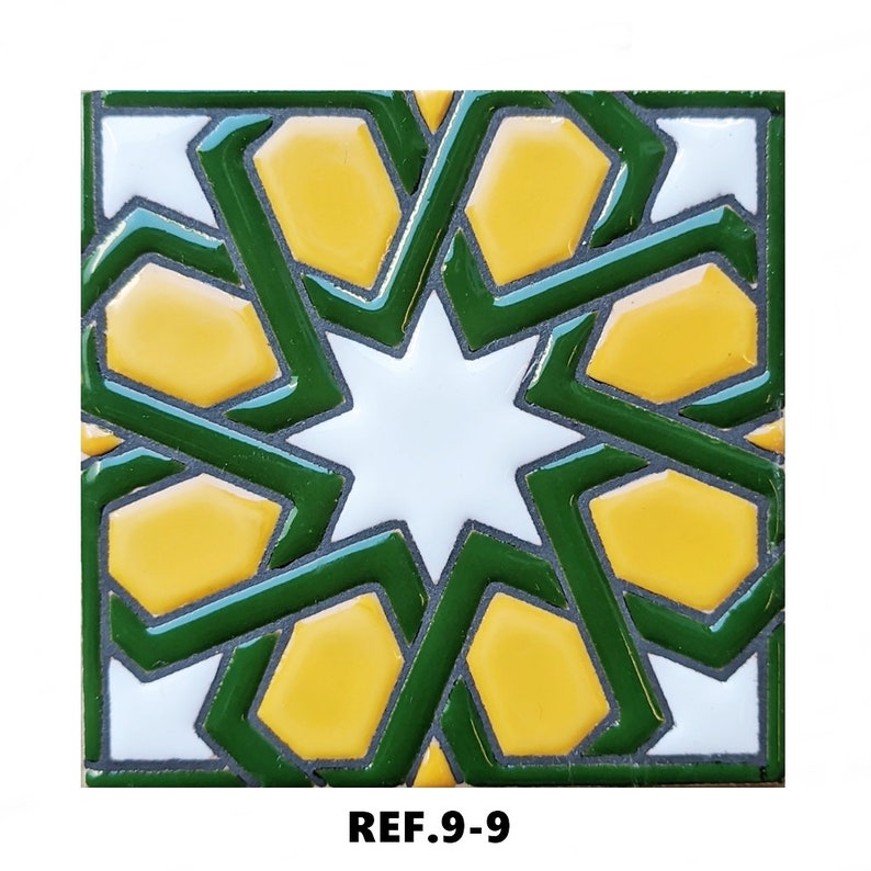 Andalusische Keramikfliesen 7,5 cm 3 Zoll, spanische Fliesen für Heimwerker, dekorative Fliesen, Mosaikfliesen, Keramikfliesen, Untersetzer, spanische Fliesen REF.9-9