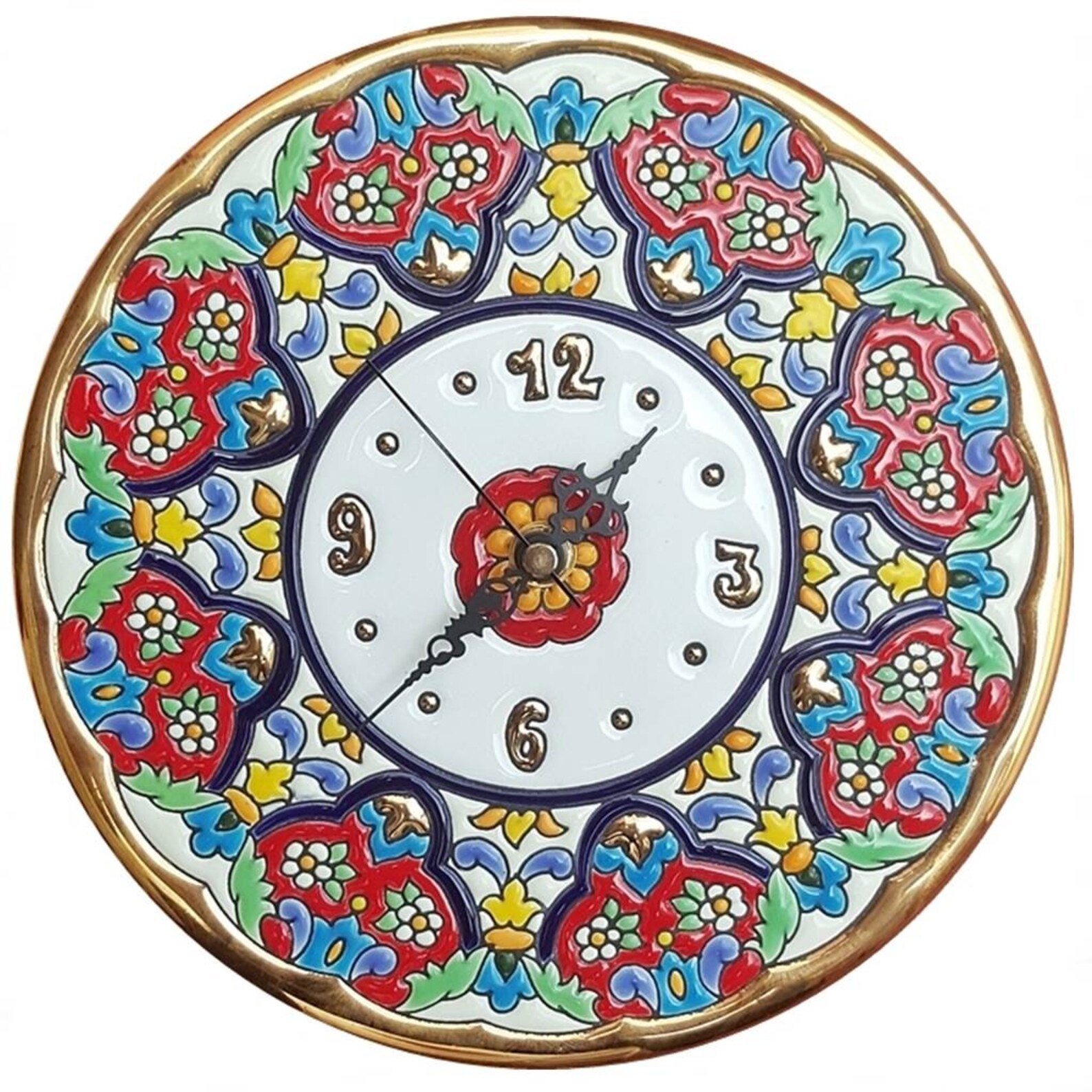 Spanish Ceramic Clock 24cm. 9.45 Enameled by Hands Etsy