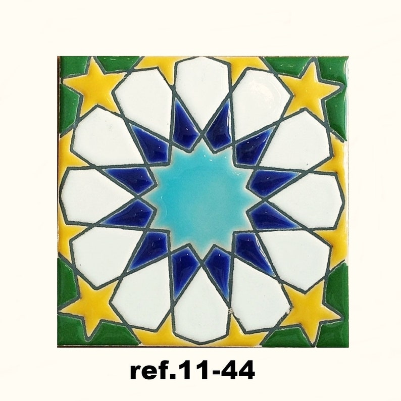 Azulejos de cerámica andaluza 11cm 4.3 , Spanish tiles for DIY, Decorative tiles, mosaic tiles, ceramic coasters, Spain wall tiles ref.11-44