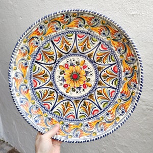 Large hand-painted plate of 42cm. (16.5") decoration "Toledo" - Very large plate to hang on the wall - Toledo - Big ceramic plate -