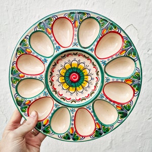 Ceramic egg plate - 29 cm. (11.4") - Toledo (Spain) - Ceramic eggs plate - Eggs tray - deviled eggs - Tableware decoration -