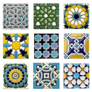 Azulejos de cerámica andaluza 7,5cm 3 , Spanish tiles for DIY, Decorative tiles, mosaic tiles, ceramic tiles, coaster, Spain tiles zdjęcie 1