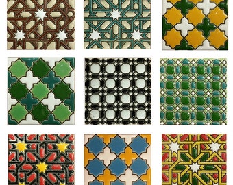 Azulejos de cerámica andaluza - 7,5cm (3") , Spanish tiles for DIY, Decorative tiles, mosaic tiles,  ceramic tiles, coaster, Spain tiles