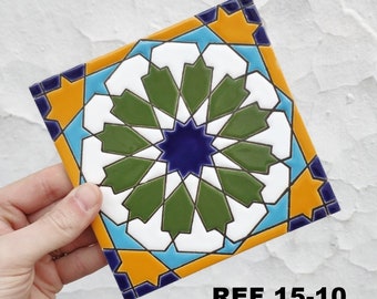 Azulejos de cerámica andaluza - 15cm (6") , Spanish tiles for DIY, Decorative tiles, mosaic tiles,  ceramic tiles, coaster, Spain tiles