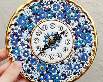 Spanish ceramic clock - 17cm.(6.7") - enameled by hands - dry cord - Seville - Andalusia - Andalusian wall ceramic clock - from Spain -