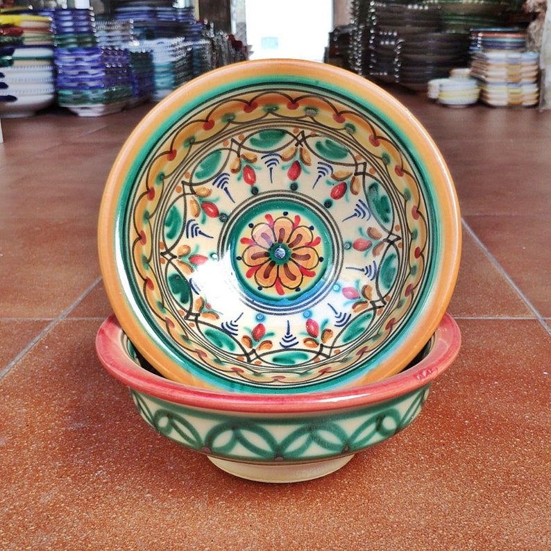 Set of 3 Handpainted Ceramic Bowls 16cm.6.3 Etsy